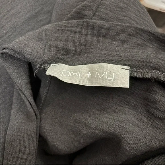 Pixi + Ivy Black Boxy Short Sleeve Tunic with High Neck Mock Neck Collar - Picture 6 of 7